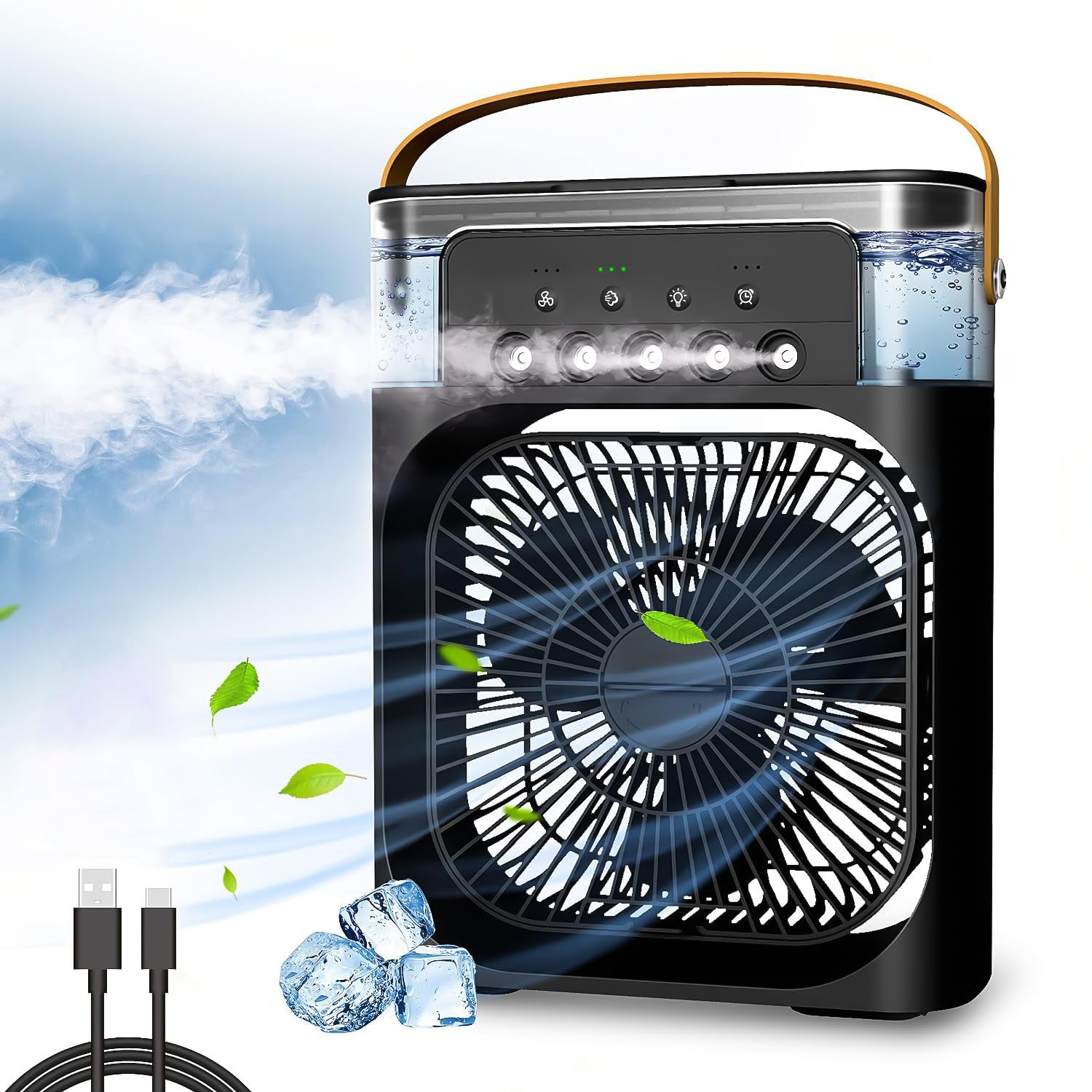 Portable Air Cooler Fan with 7-Color Light – Personal AC Fan