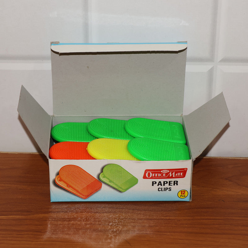 Plastic Paper Clip Set – Strong Grip Office & School Clips (Pack of 12)