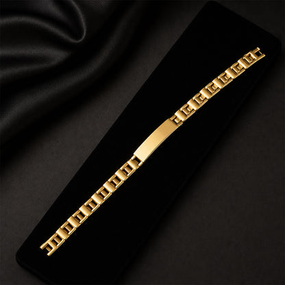 Customized Name Engraved Golden Plate Link Chain Bracelet (1 Pc)