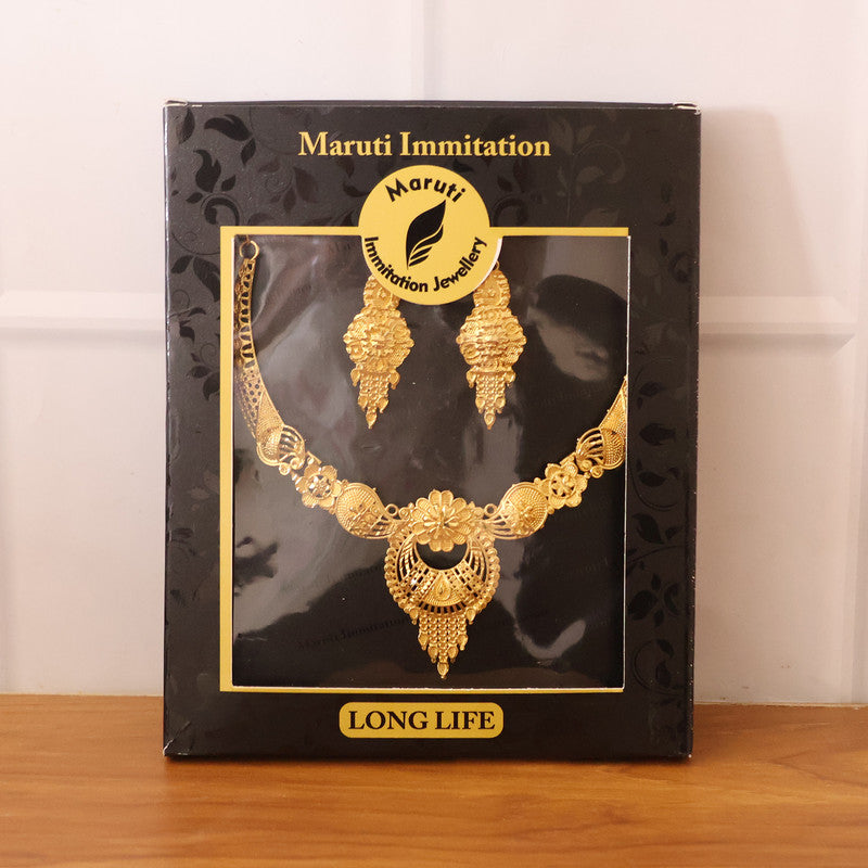 Royal Floral Engraved Choker Necklace Set – Exquisite Festive & Wedding Wear Jewellery