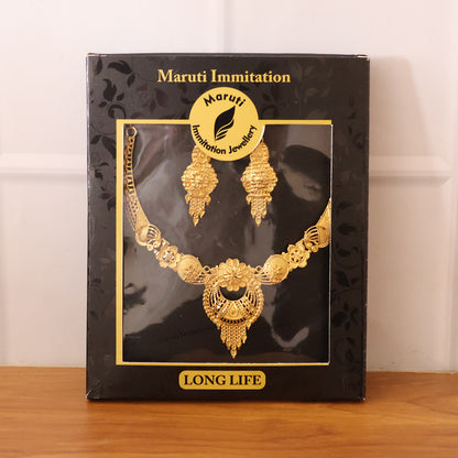 Royal Floral Engraved Choker Necklace Set – Exquisite Festive & Wedding Wear Jewellery