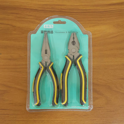 Pliers and Long Nose Pliers Set with Anti Slip Grip Handle (2 Pc Set)