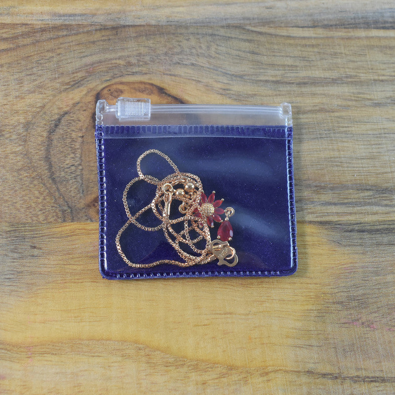 Gold-Plated Red Floral Crystal Pendant Necklace for Women