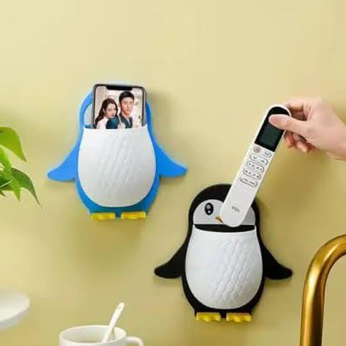 17688 Penguin Storage Box, Adhesive Remote Case, Electric Toothbrushes Holder, Universal Controller Holder, Wall Nightstand, Office Plastic Wall Mount