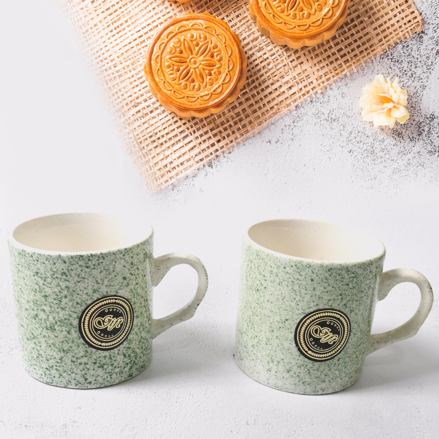 Ceramic Tea/Coffee Cup Set - Alpino 3-Piece 2-Compartment Serving Platter (BPA-Free)