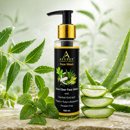 Acne Clear Face Wash – Natural Neem, Tulsi & Aloe Vera Formula