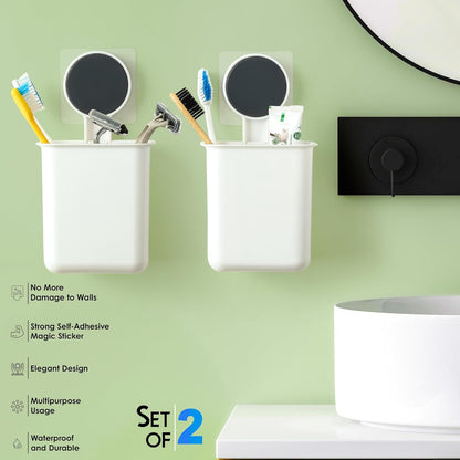 Wall Mounted Bathroom Storage Organizer Cup Set (2 Pc Set)