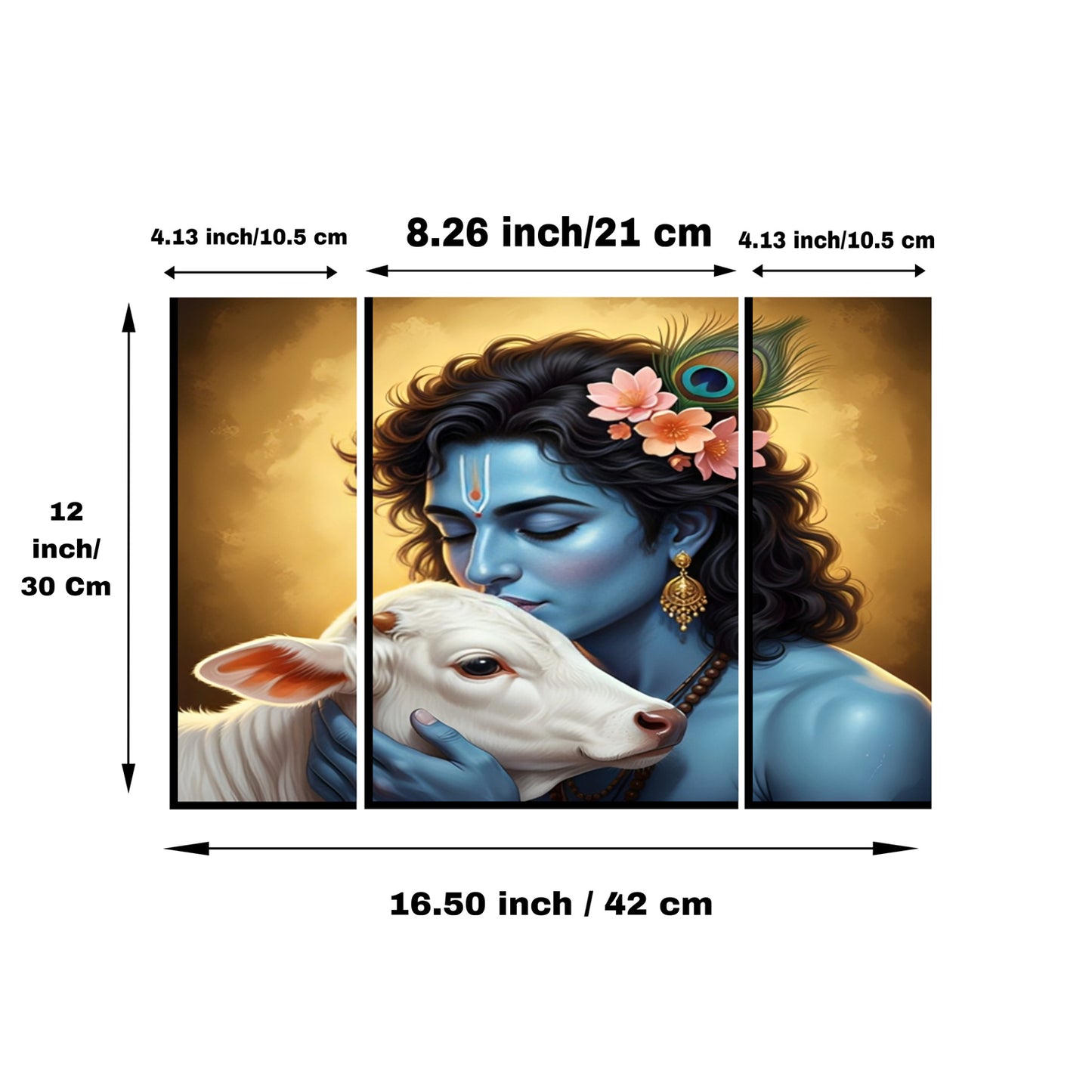 Krishna cow panel pooja frame