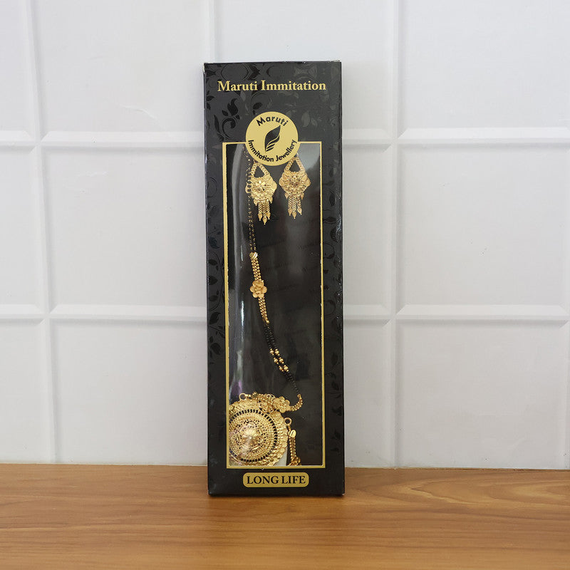 Classic Round Pendant Mangalsutra Set – Elegant Traditional Design with Matching Earrings