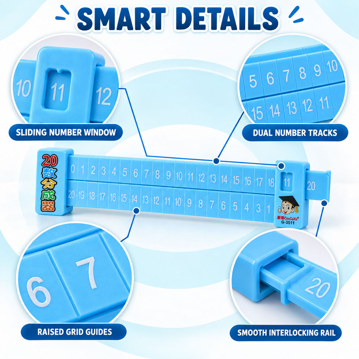 2 in 1 Math Decomposition Sliding Ruler for Addition and Subtraction Fun (1 Pc)