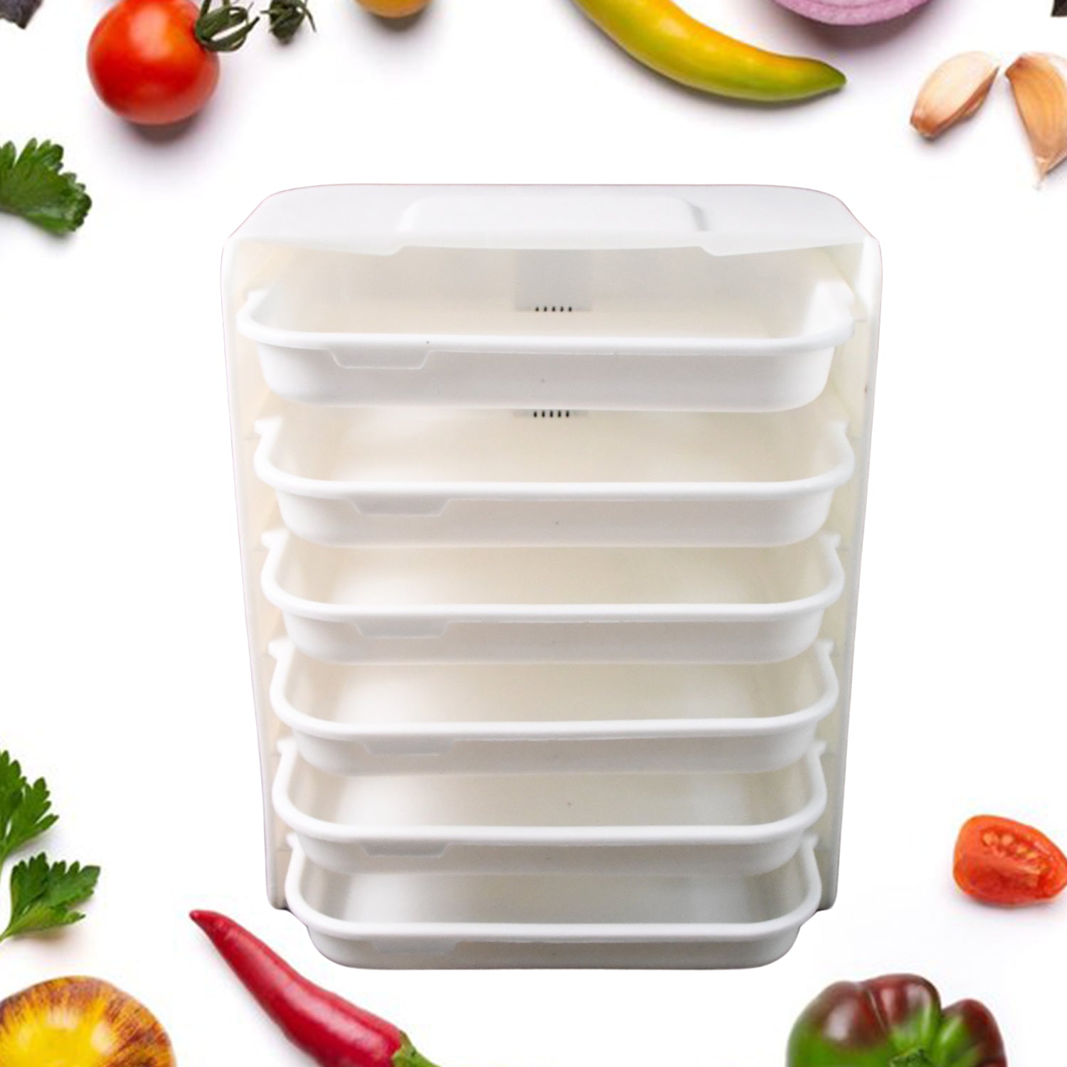 Plastic 6 Layer Wall-Mounted Food Organizer Rack (1 Set)