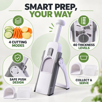 Manual Vegetable Slicer and Chopper with Adjustable Thickness and Tray (1 Set)