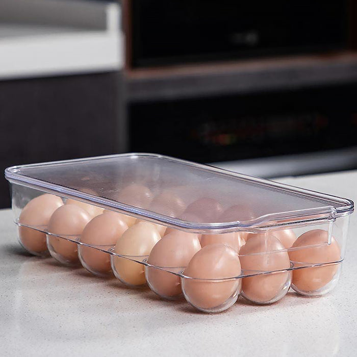 Plastic 18 Cavity Egg Storage Box Or Egg Trays For Refrigerator With Lid & Handles High Quality, Rectangular Egg Tray Box For 18 Egg (1 Pc)