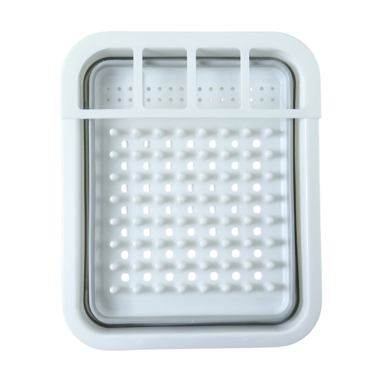 Plastic dish drying rack organizing plates and utensils