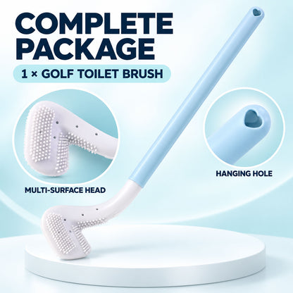 Detailed view of golf shape toilet cleaner brush.