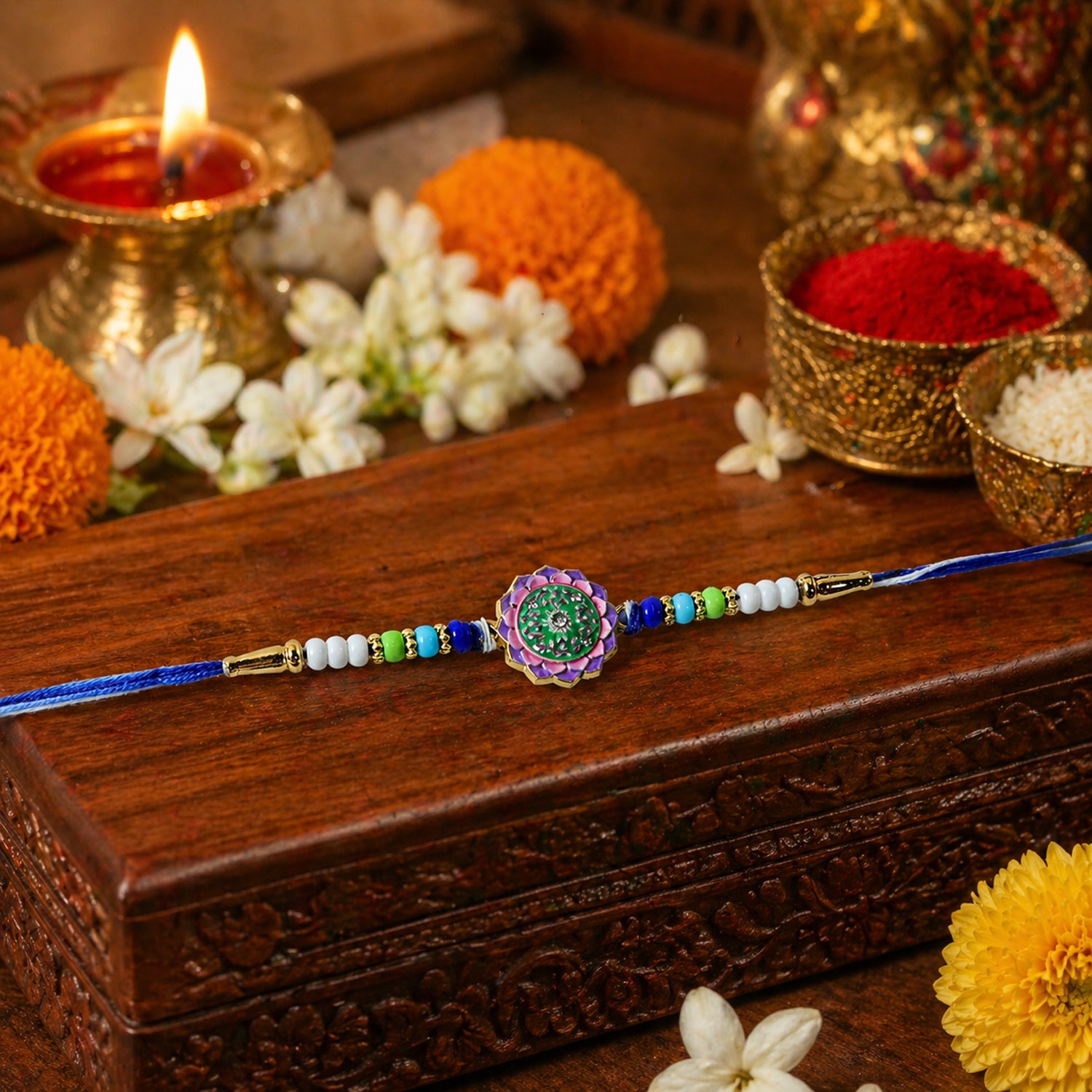 Festive Elegant Designer Rakhi with Beads