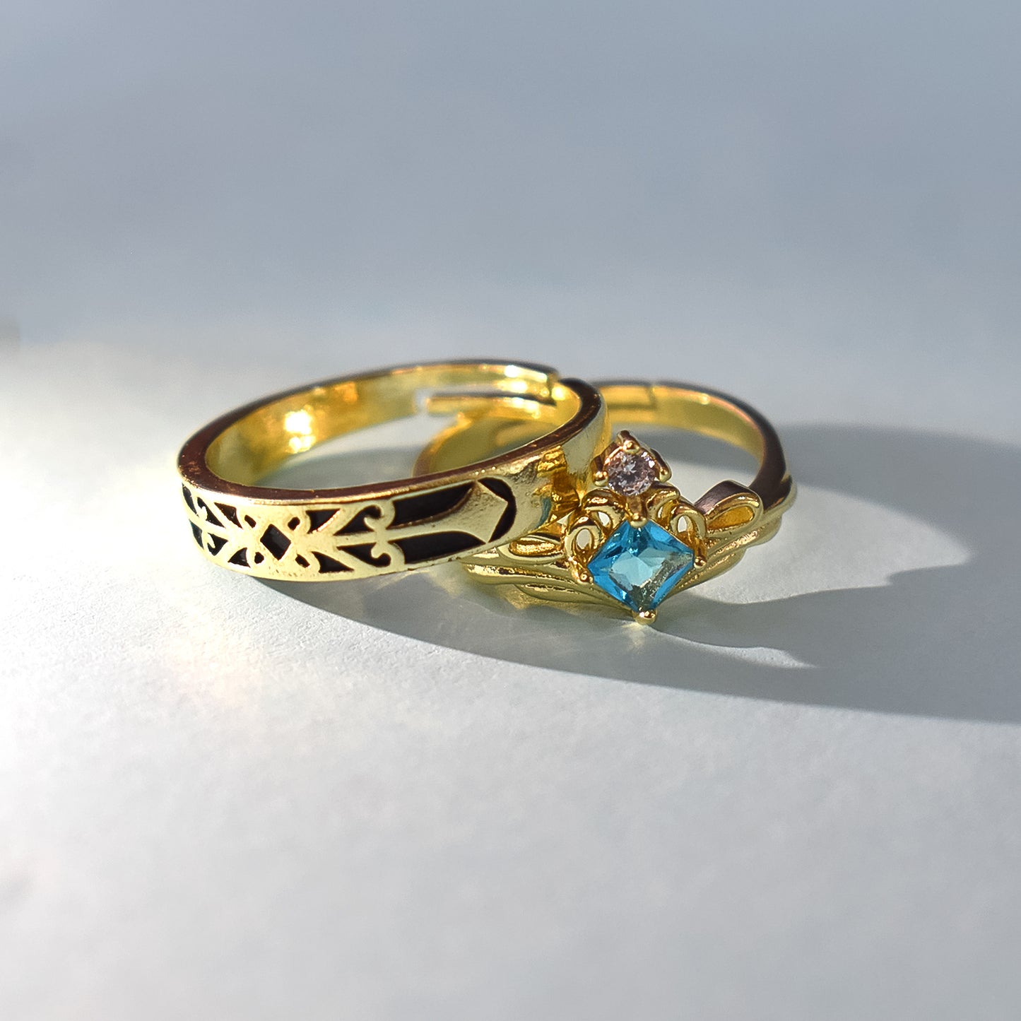 Elegant Gold-Tone Ring Set for Couples