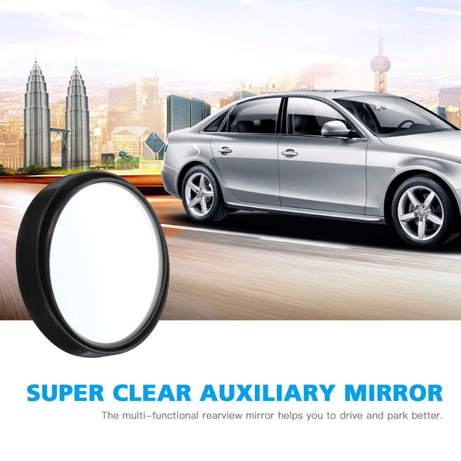 Car Blind Spot Convex Side Mirror Set - 2 Pc Wide Angle Safety