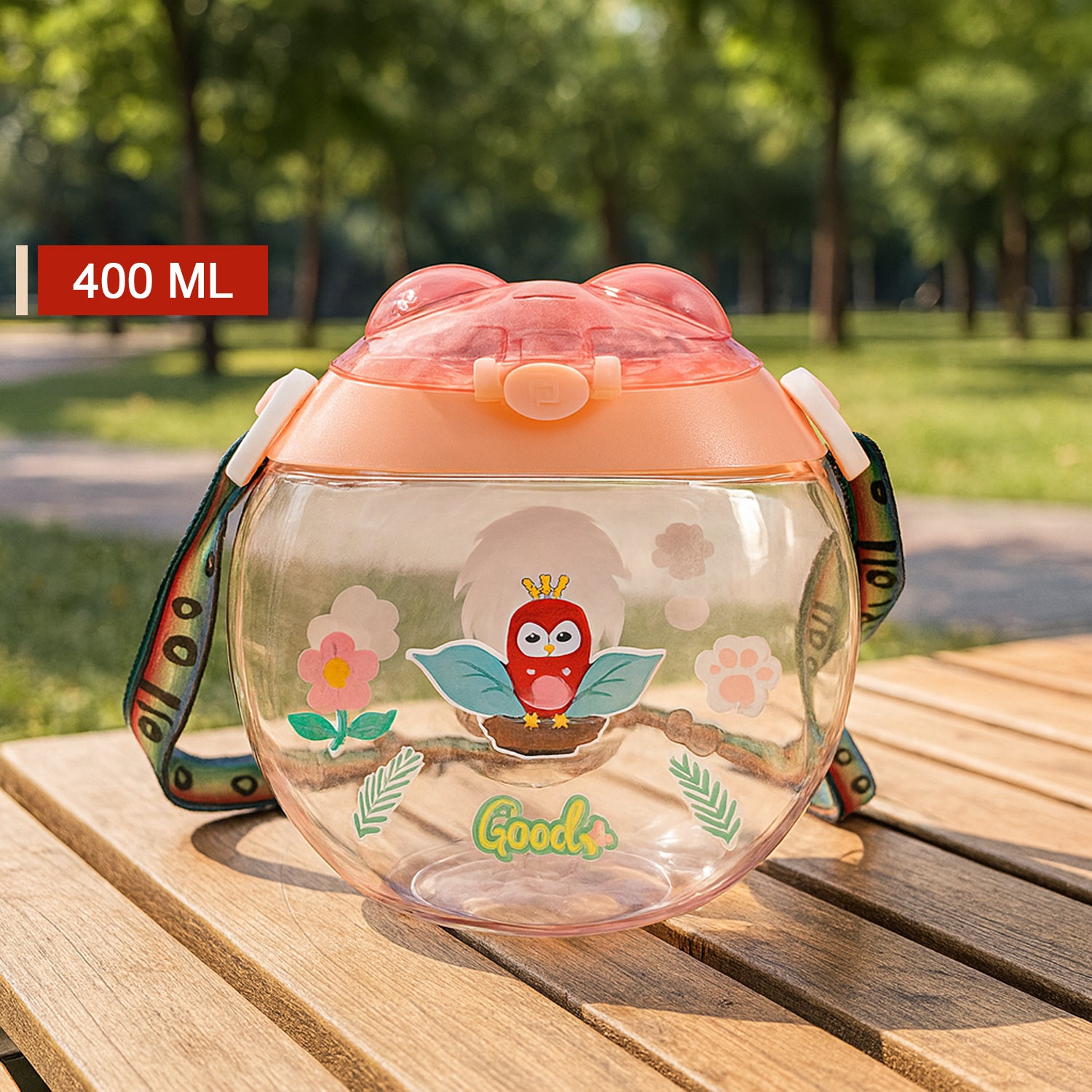 Round Belly Shape Kids Water Bottle (400Ml / 1 Set )