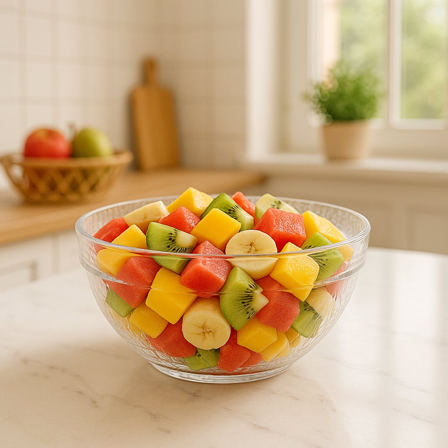 Transparent Idli Mixing & Serving Bowl | Textured Plastic Kitchen Bowl (1 Pc)