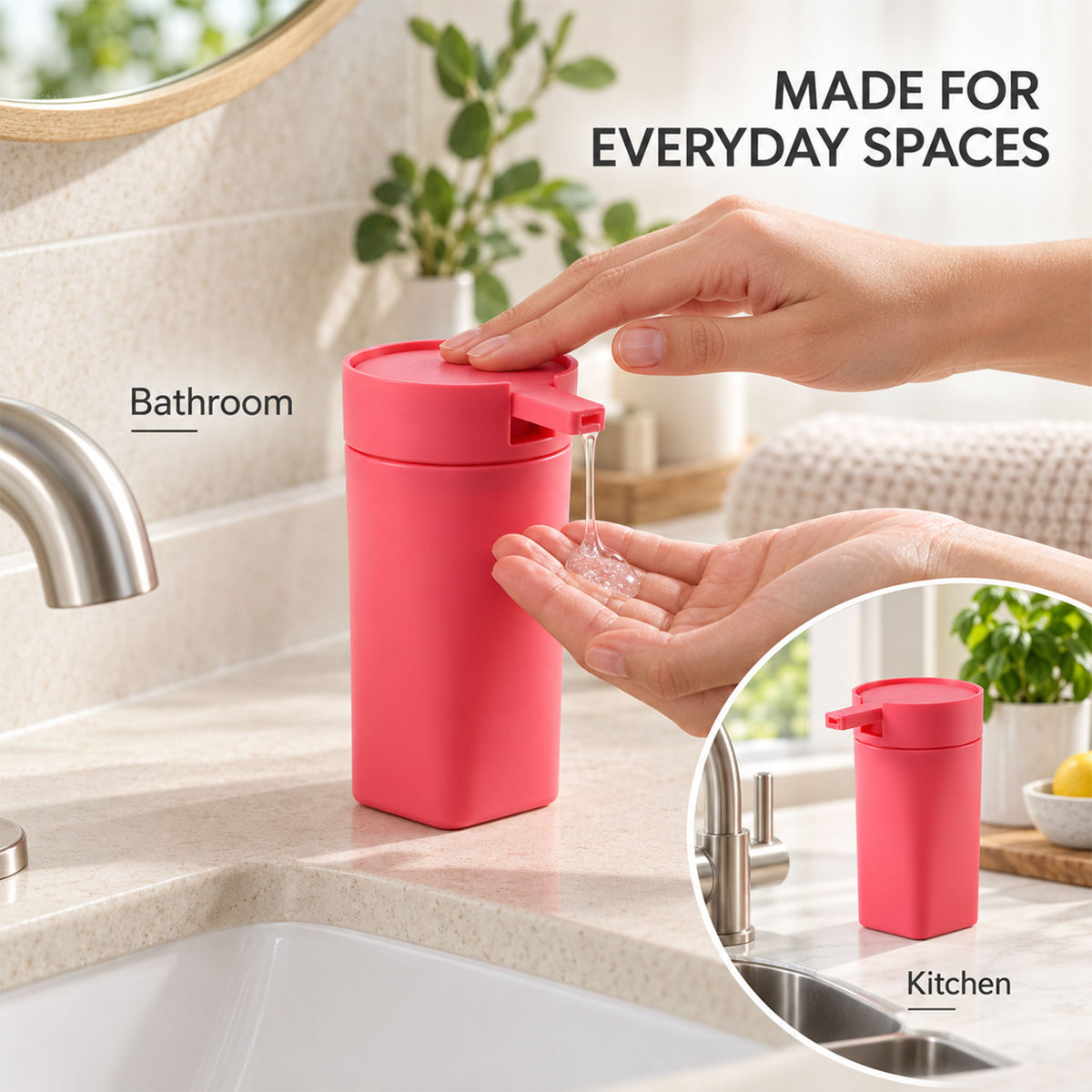 Liquid Soap Dispenser Bottle with Press Pump, Refillable Hand Wash Bottle (1 Pc)