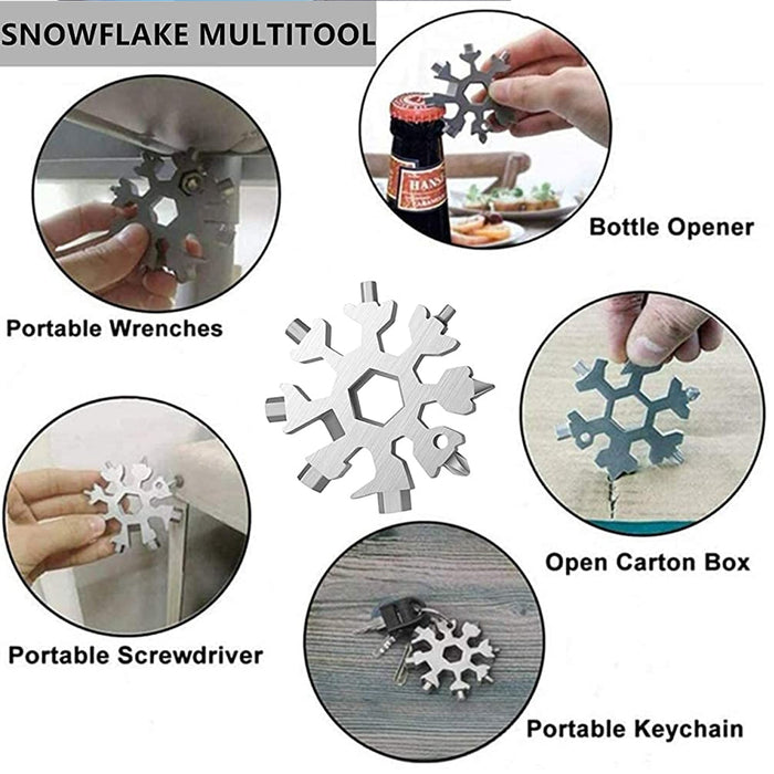 Durable & Portable 18 in 1 Snowflake Multi-Tool, Snowflake Bottle Opener Flat Phillips Screwdriver Kit Wrench