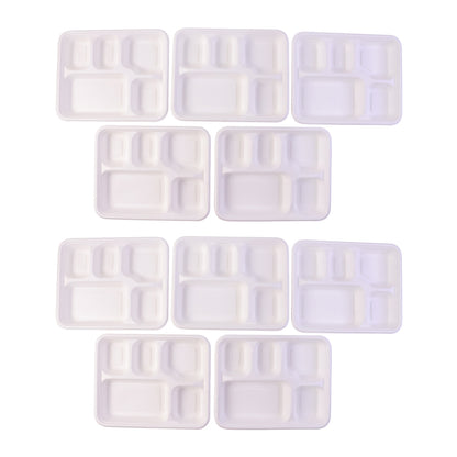 Vegnar 5 Compartment Compostable Bagasse Meal Tray 10 Pcs Set