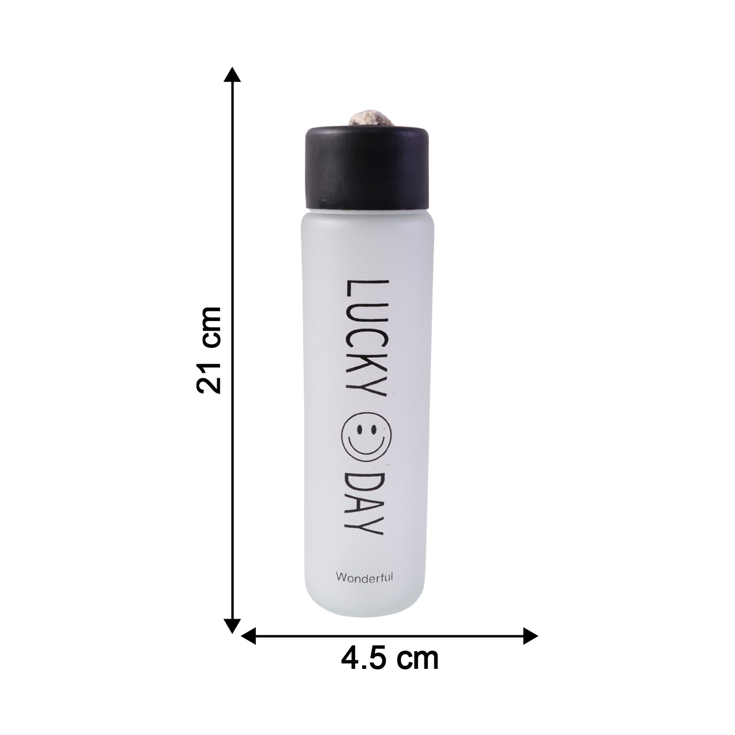 Premium Frosted Glass Water Bottle with Leak Proof Lid (350 ML)
