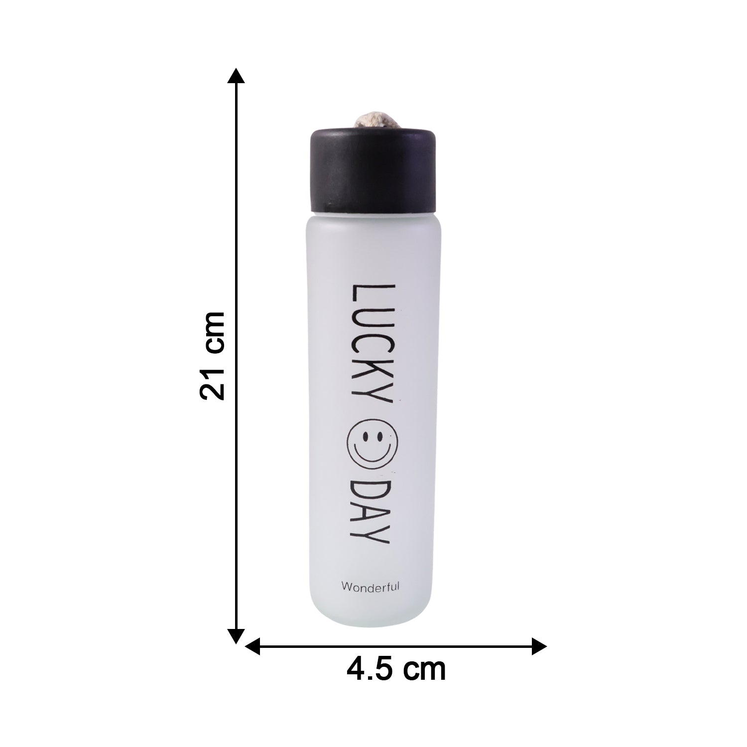 Premium Frosted Glass Water Bottle with Leak Proof Lid (350 ML)