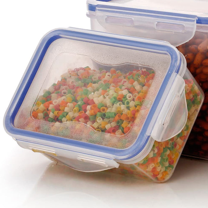 Rectangle Food Storage Containers: Airtight, Leak-Proof Lids (3-Pack, Clear ABS)