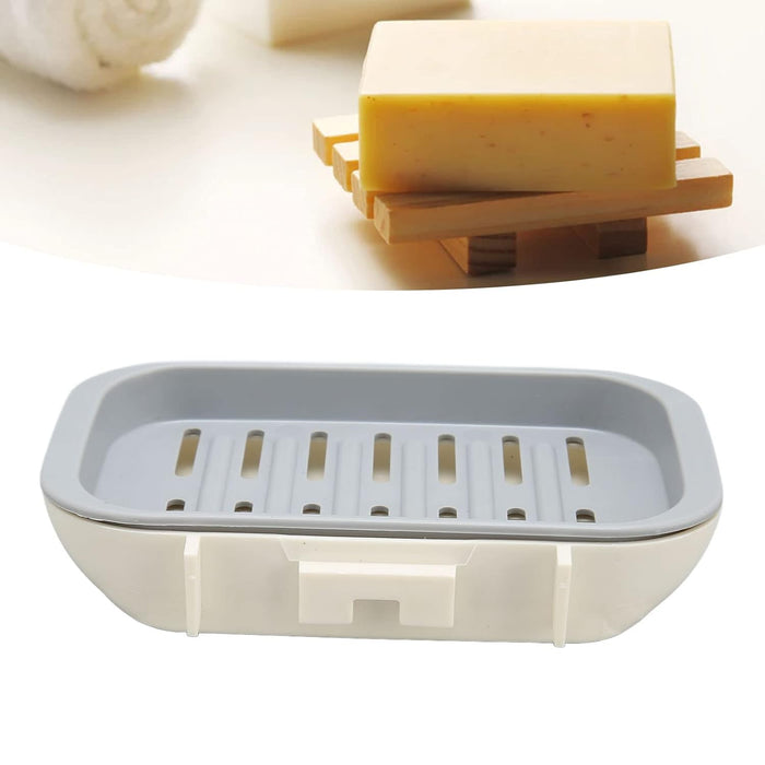 8422 Bathroom Soap Holder, Soap Dish Container, Soap Case for Water Draining, Soap Holder Tray with Adhesive Sticker
