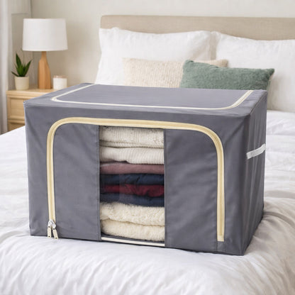 Foldable Steel Frame Clothes Storage Organizer Bag 60x43x32cm (Mix Color)