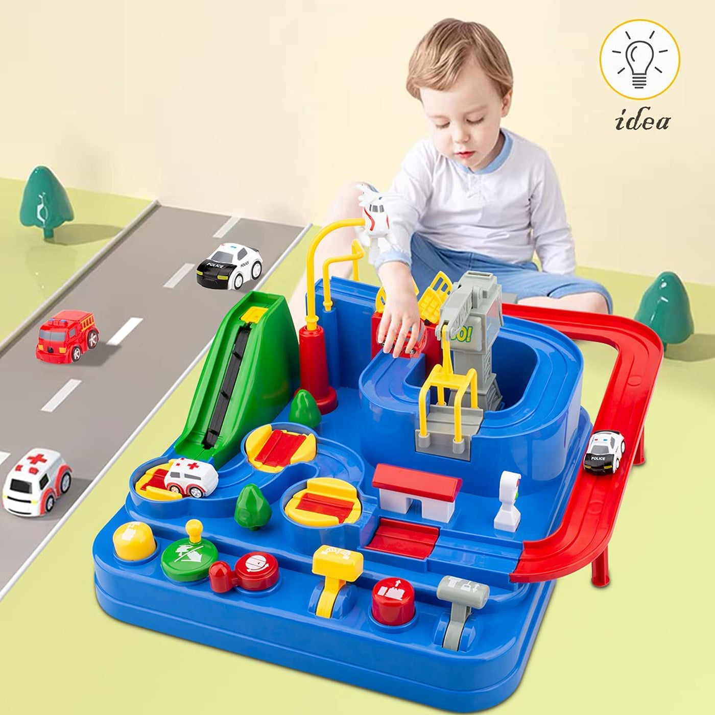 Car Adventure Toys, City Rescue Preschool Toy, Race Tracks for Boys, P