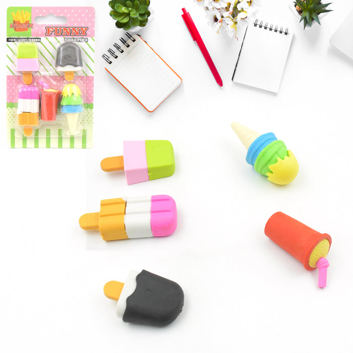 Mini Eraser Set for Kids (9 or 5 Pieces) - Fun Designs, Party Favors, School Prizes
