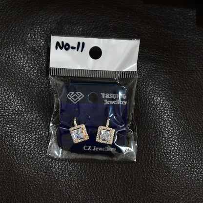 Stylish Square Cut CZ Stone Drop Earrings for Women