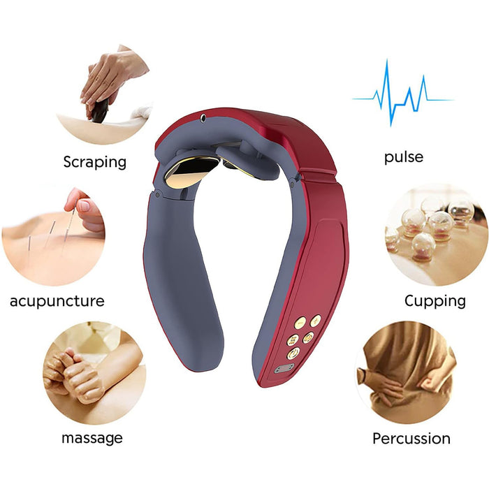1228 Electric Neck Massager for Pain Relief, Intelligent Neck Massager with Heat, 4 Modes 15 Level Cordless Deep Tissue Point Massager, Portable Neck (1 pc )