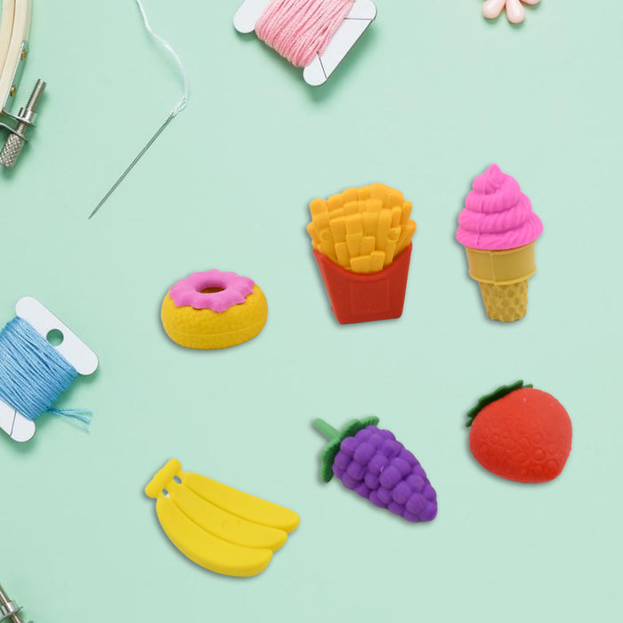 18028 3D Food Fancy & Stylish Colorful Erasers, Mini Eraser Creative Cute Novelty Eraser for Children Different Designs Eraser Set for Return Gift, Birthday Party, School Prize (1 Set / Mix Design & Color)