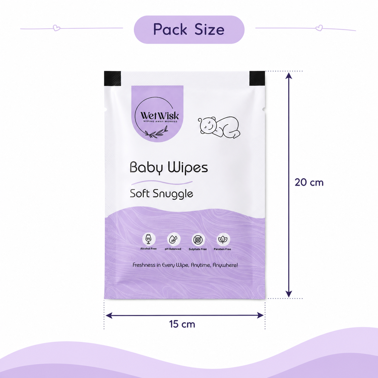 Baby wipes size 15x20cm