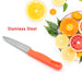 Kitchen knife with stainless steel blade and protective cover for safe use