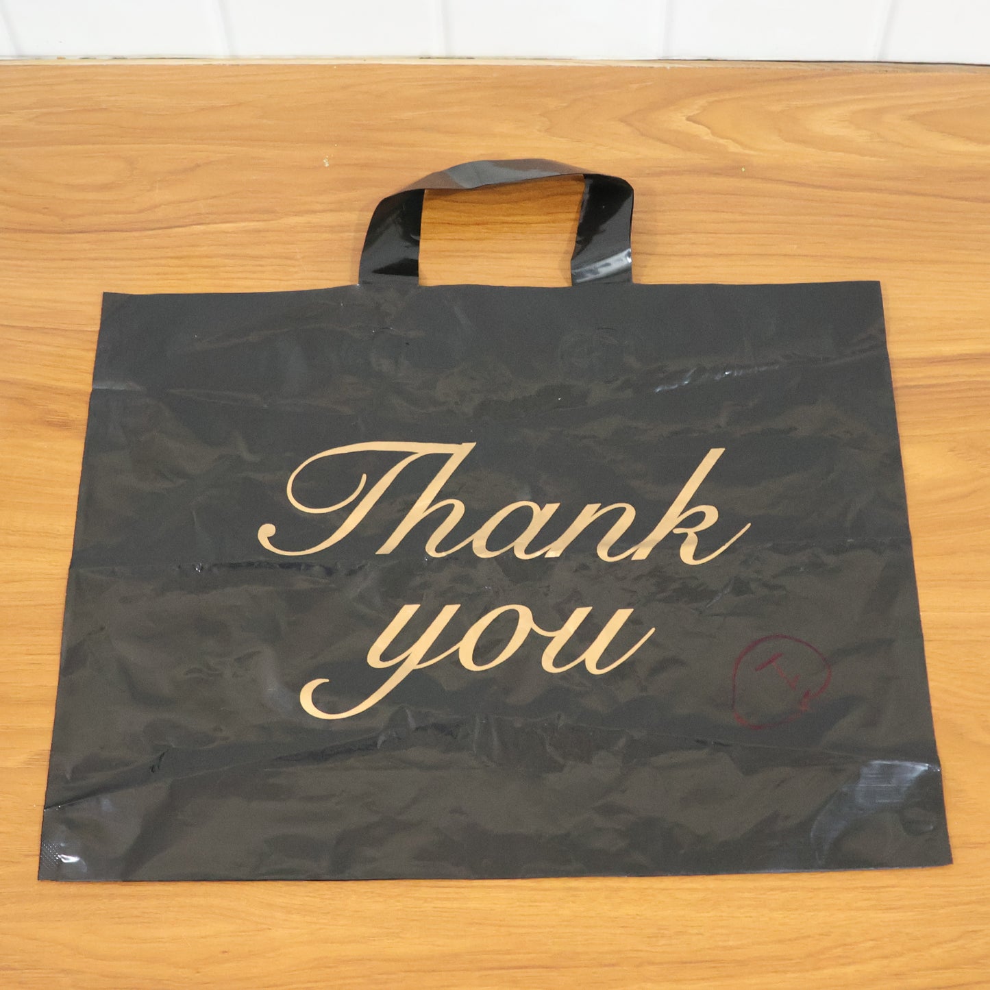 Premium Black Thank You Printed Plastic Carry Bag 30 × 39 Cm (1 Pc)