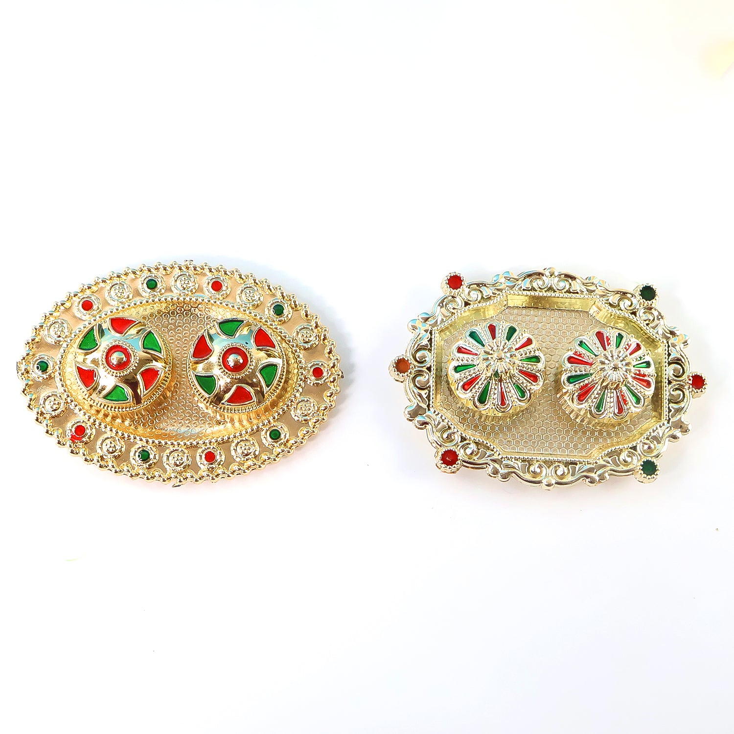 Meenakari Roli–Chawal Pooja Thali -  (1 Pc / Mix design)