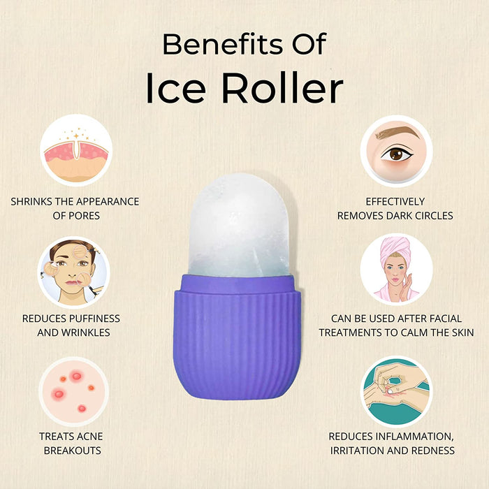 BEAUTY ICE ROLLER FOR FACE MASSAGER & EYE REUSABLE FACE ROLLERS FACIAL ROLLER ( Purple Color)