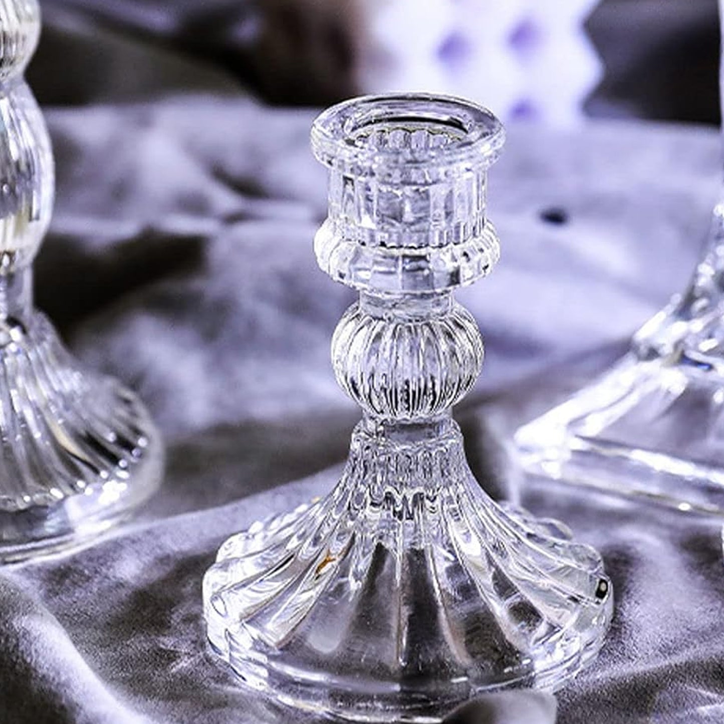 Elegant Crystal Glass Candle Holder Stand (1 Pc)