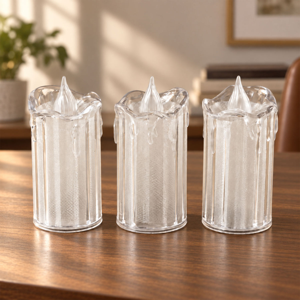 Decorative Flameless LED Candles with Warm Glow for Home and Events (3 Pc Set)