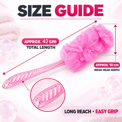 Long Handle Back Scrubber for Bathroom Shower, Body Loofah Brush 45 Cm (1 Pc)