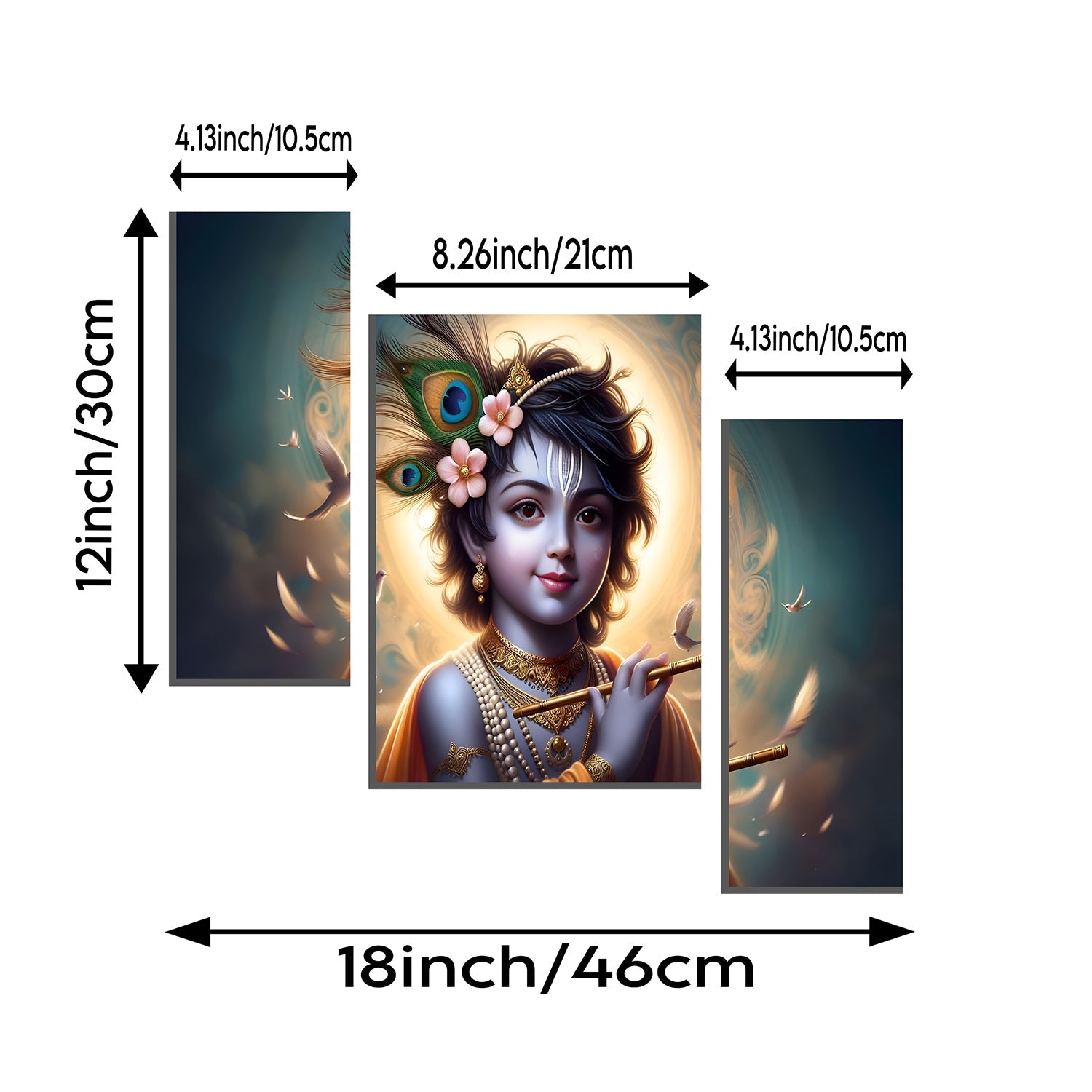 Krishna flute panel wall art for pooja room