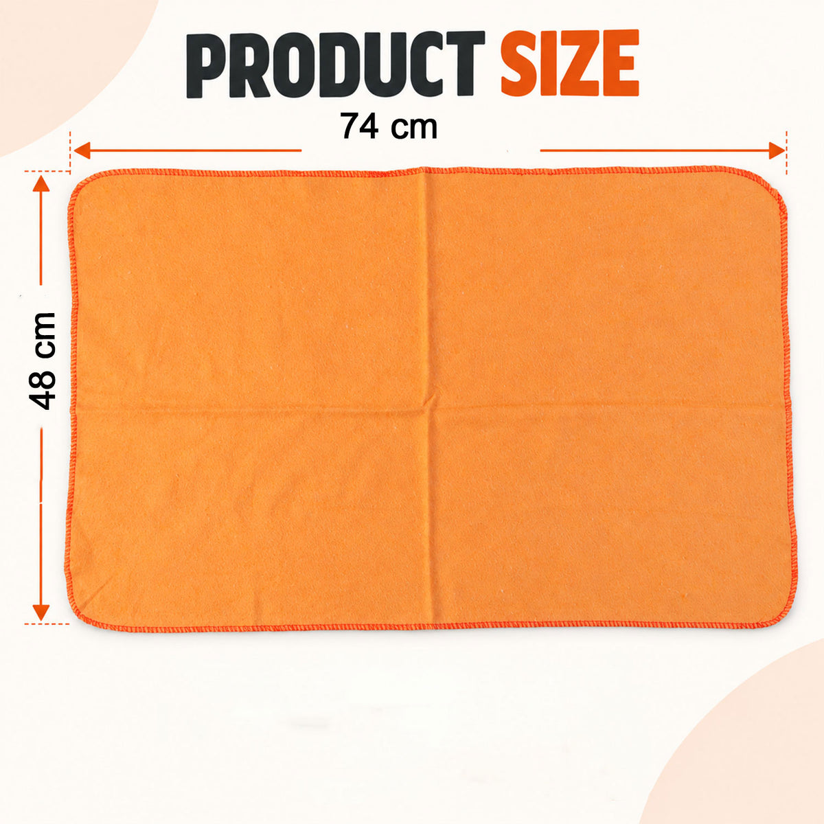 Orange Cotton Multipurpose Duster Cloth for Car and Home (3 Pc, 48 x 74 Cm)