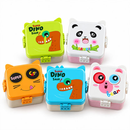 Detailed view of panda design kids lunch box.