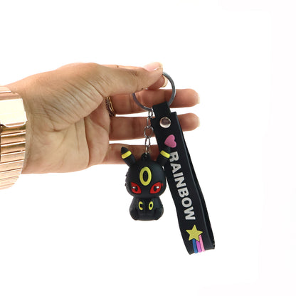 Cute Cartoon Silicone 3D Key Chain with Metal Hook & Strap (Pack of 1 / Mix Design)