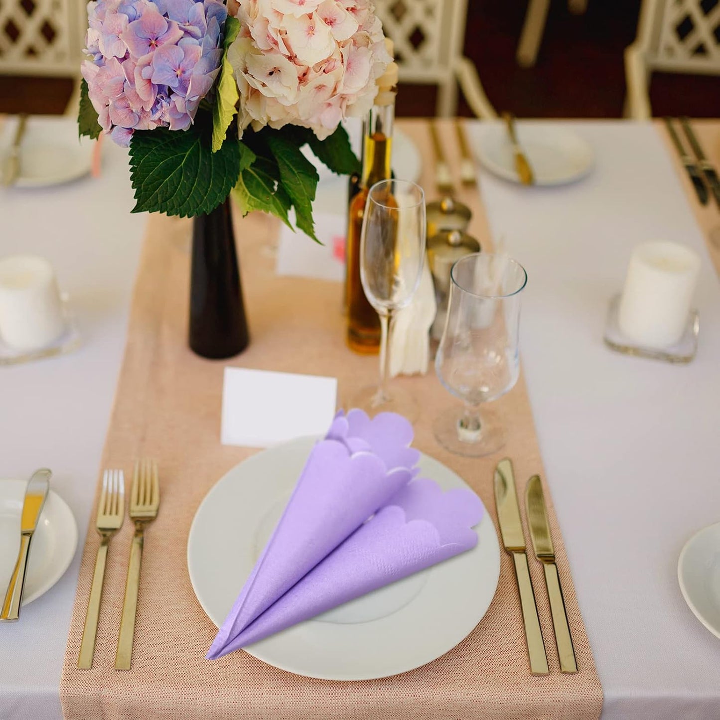 Lilac Scalloped Disposable Paper Napkin (23 x 23 cm / 120 Pc)